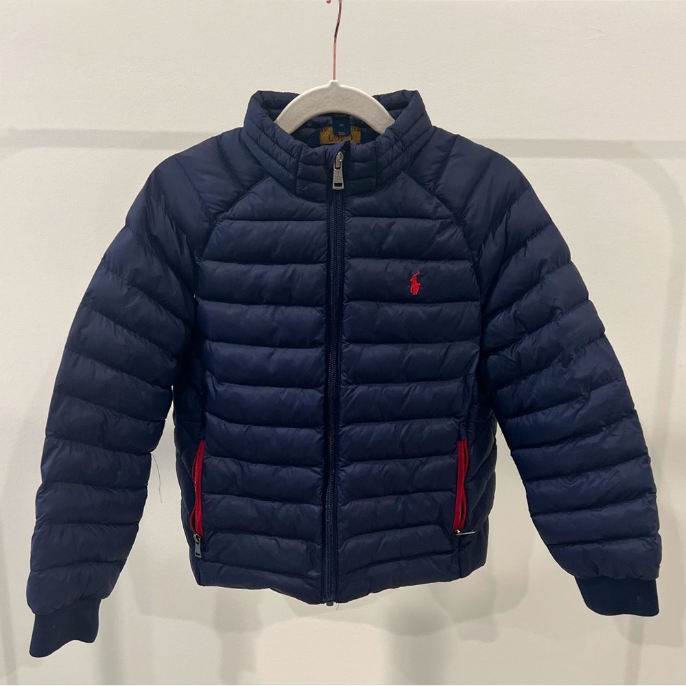 Ralph Lauren kids packable jacket in newport navy, size 6